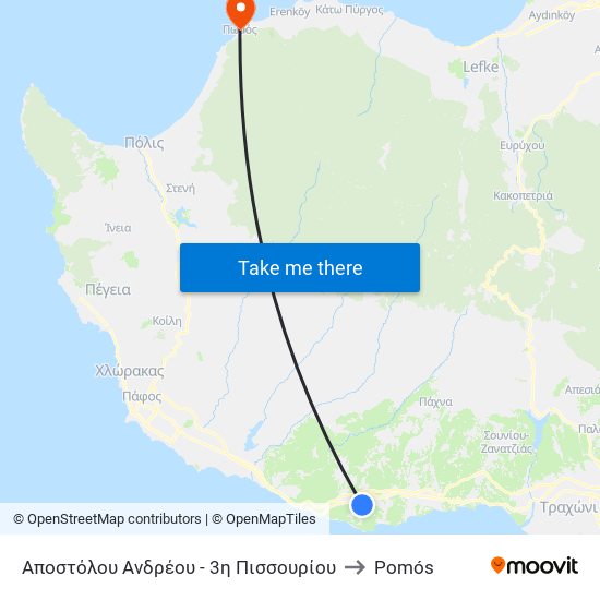 Αποστόλου Ανδρέου - 3η Πισσουρίου to Pomós map