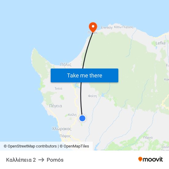 Καλλέπεια 2 to Pomós map