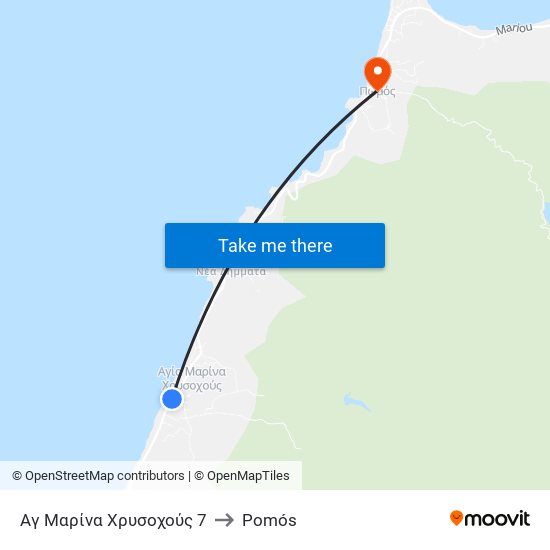 Αγ Μαρίνα Χρυσοχούς 7 to Pomós map