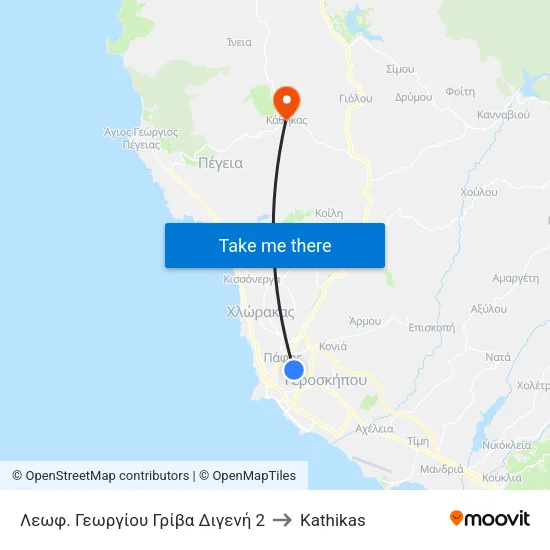 Λεωφ. Γεωργίου Γρίβα Διγενή 2 to Kathikas map