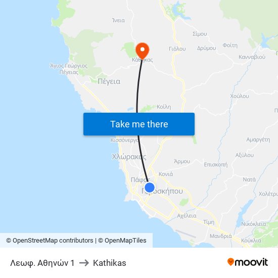 Λεωφ. Αθηνών 1 to Kathikas map