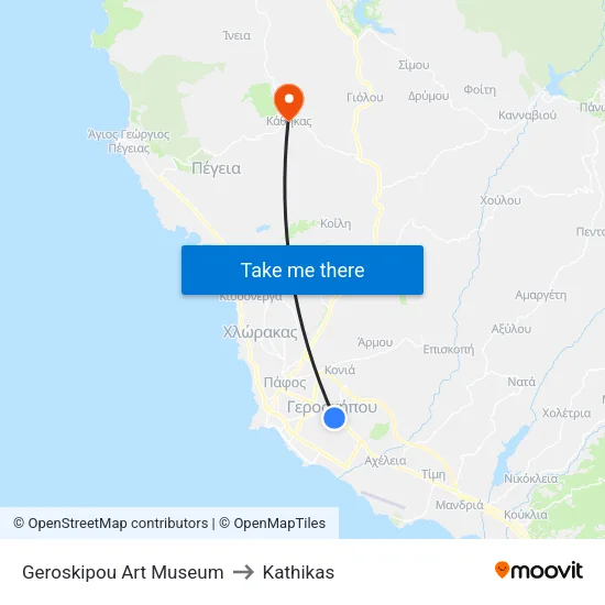 Geroskipou Art Museum to Kathikas map