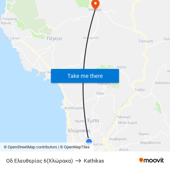 Οδ Ελευθερίας 6(Χλώρακα) to Kathikas map