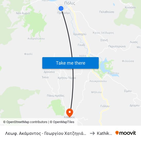 Λεωφ. Ακάμαντος - Γεωργίου Χατζηγιάννη to Kathikas map