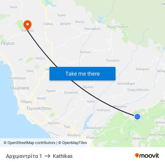 Αρχιμαντρίτα 1 to Kathikas map