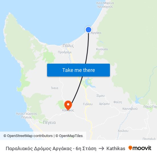 Παραλιακός Δρόμος Αργάκας - 6η Στάση to Kathikas map