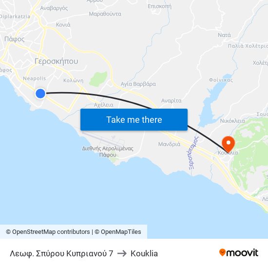 Λεωφ. Σπύρου Κυπριανού 7 to Kouklia map