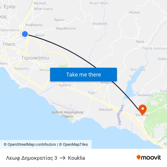 Λεωφ Δημοκρατίας 3 to Kouklia map