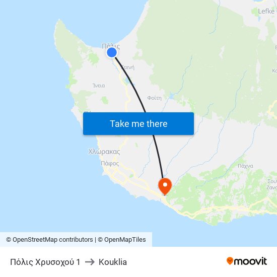 Πόλις Χρυσοχού 1 to Kouklia map