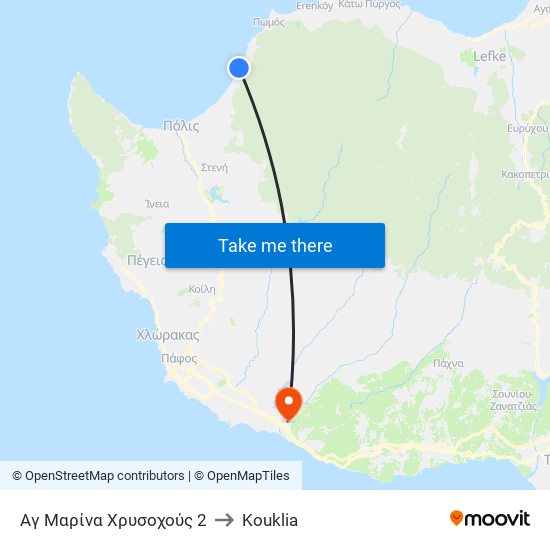 Αγ Μαρίνα Χρυσοχούς 2 to Kouklia map