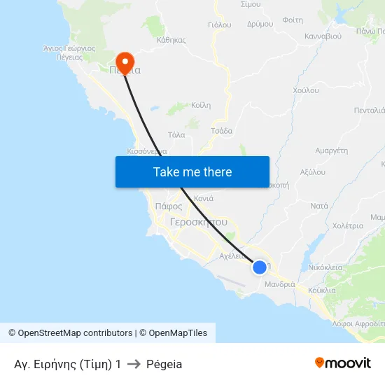 Αγ. Ειρήνης (Τίμη) 1 to Pégeia map