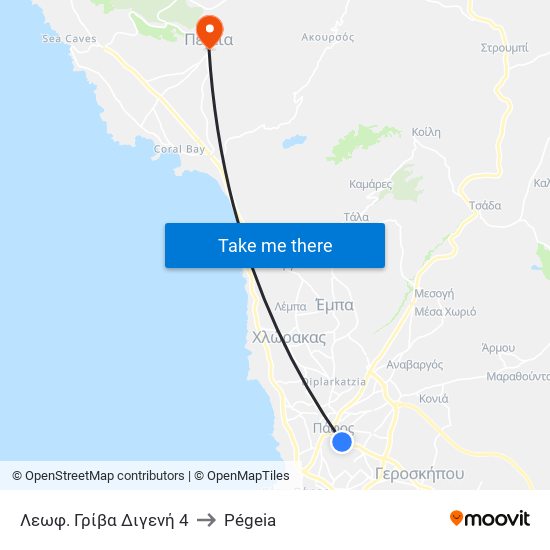 Λεωφ. Γρίβα Διγενή 4 to Pégeia map