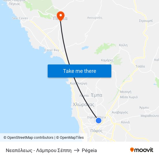 Νεαπόλεως - Λάμπρου Σέππη to Pégeia map