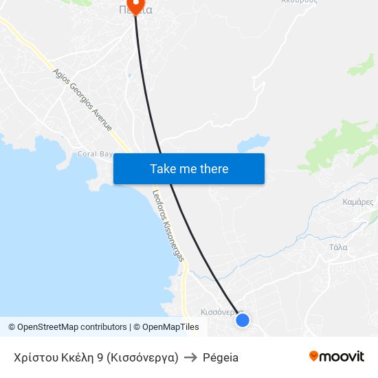 Χρίστου Κκέλη 9 (Κισσόνεργα) to Pégeia map