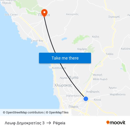 Λεωφ Δημοκρατίας 3 to Pégeia map