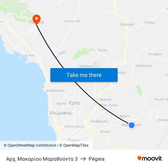 Αρχ. Μακαρίου Μαραθούντα 3 to Pégeia map