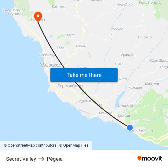 Secret Valley to Pégeia map
