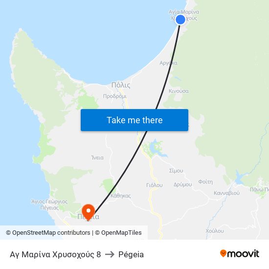 Αγ Μαρίνα Χρυσοχούς 8 to Pégeia map