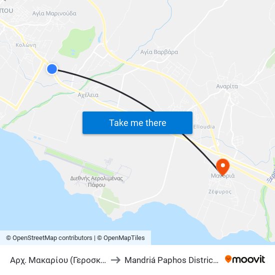 Αρχ. Μακαρίου (Γεροσκήπου) 7 to Mandriá Paphos District Cyprus map