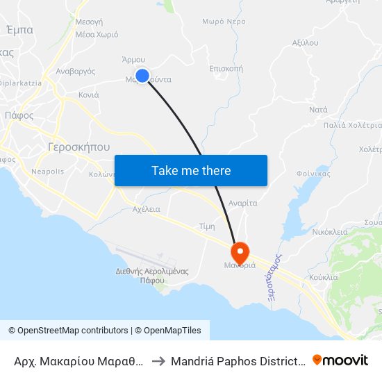 Αρχ. Μακαρίου Μαραθούντα 2 to Mandriá Paphos District Cyprus map