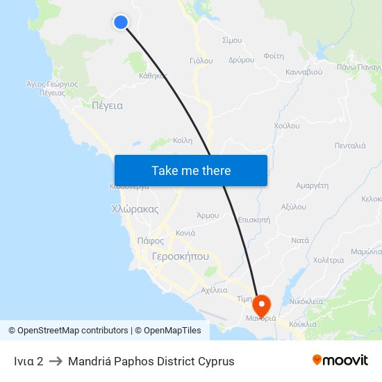 Ίνια 2 to Mandriá Paphos District Cyprus map