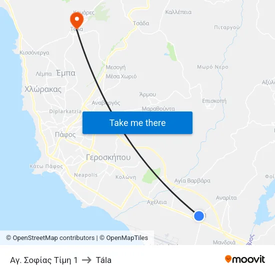 Αγ. Σοφίας Τίμη 1 to Tála map