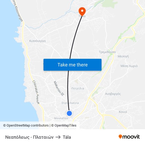 Νεαπόλεως - Πλαταιών to Tála map