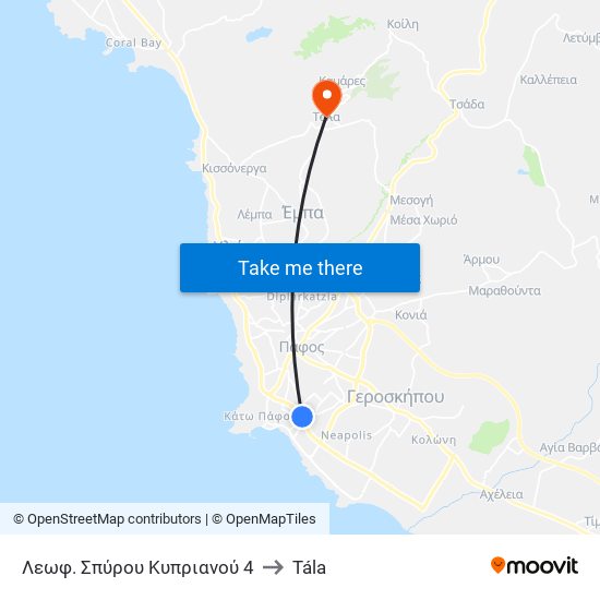 Λεωφ. Σπύρου Κυπριανού 4 to Tála map