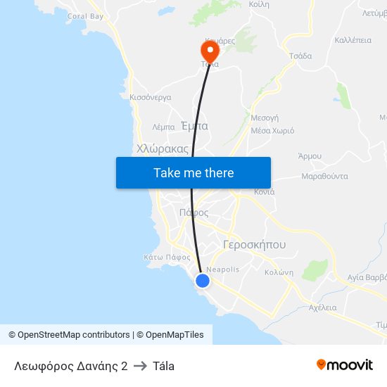 Λεωφόρος Δανάης 2 to Tála map