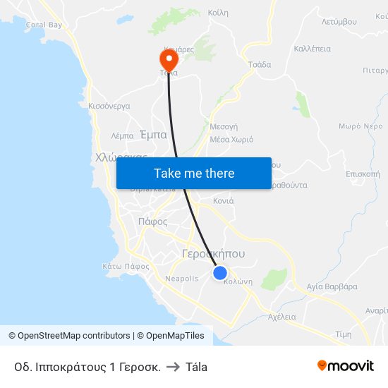 Οδ. Ιπποκράτους 1 Γεροσκ. to Tála map