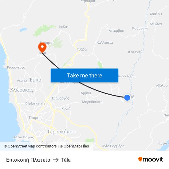 Επισκοπή Πλατεία to Tála map