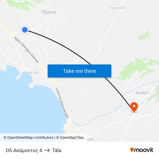 Οδ.Ακάμαντος 4 to Tála map