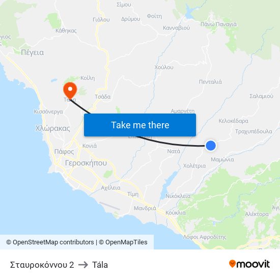 Σταυροκόννου 2 to Tála map