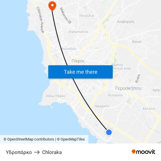 Υδροπάρκο to Chloraka map