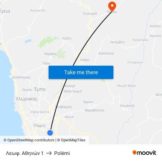 Λεωφ. Αθηνών 1 to Polémi map