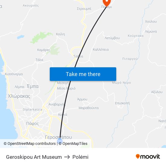 Geroskipou Art Museum to Polémi map