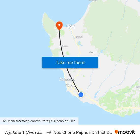 Αχέλεια 1 (Ανατολικό) to Neo Chorio Paphos District Cyprus map