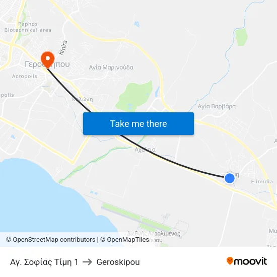 Αγ. Σοφίας Τίμη 1 to Geroskipou map