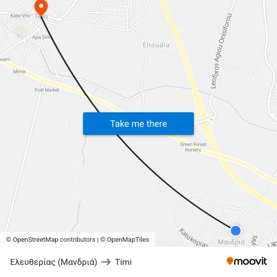 Ελευθερίας (Μανδριά) to Tími map