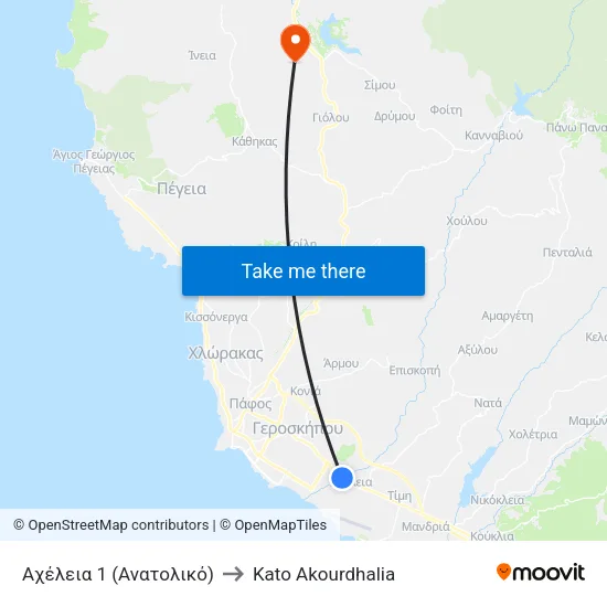 Αχέλεια 1 (Ανατολικό) to Kato Akourdhalia map