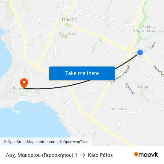 Αρχ. Μακαρίου (Γεροσκήπου) 1 to Káto Páfos map