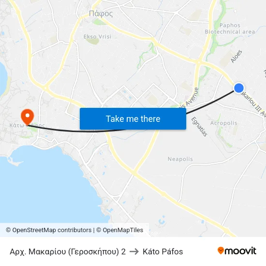Αρχ. Μακαρίου (Γεροσκήπου) 2 to Káto Páfos map