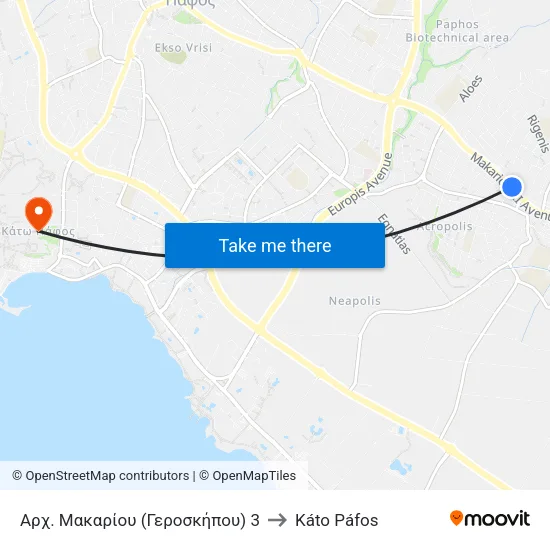 Αρχ. Μακαρίου (Γεροσκήπου) 3 to Káto Páfos map