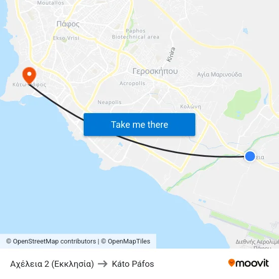 Αχέλεια 2 (Εκκλησία) to Káto Páfos map