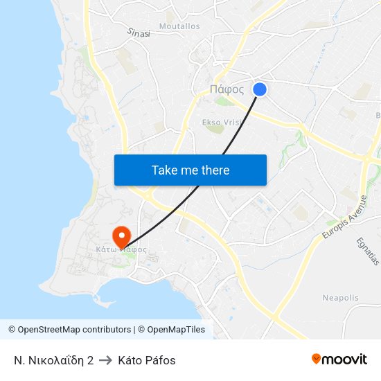 Ν. Νικολαΐδη 2 to Káto Páfos map