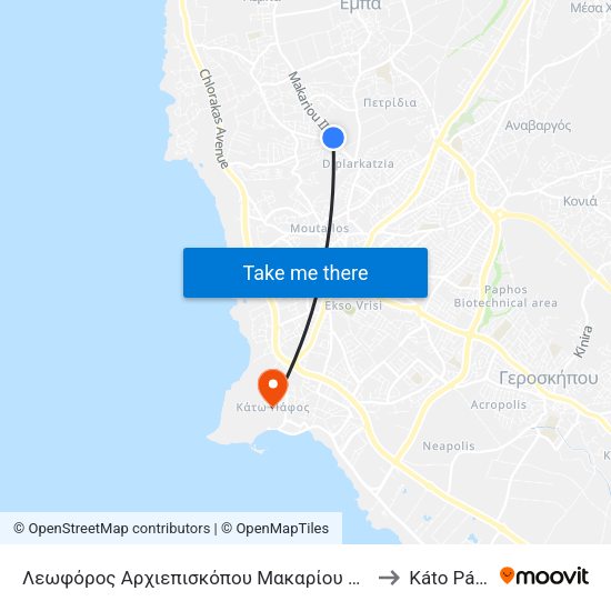 Λεωφόρος Αρχιεπισκόπου Μακαρίου Χλωρ. 8 to Káto Páfos map