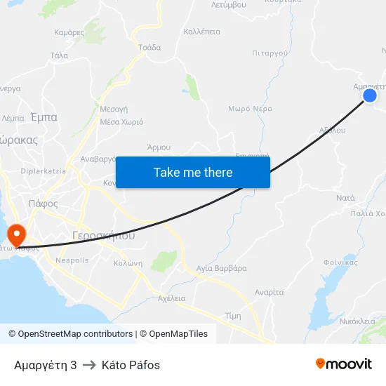 Αμαργέτη 3 to Káto Páfos map