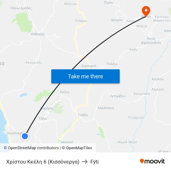 Χρίστου Κκέλη 6 (Κισσόνεργα) to Fýti map