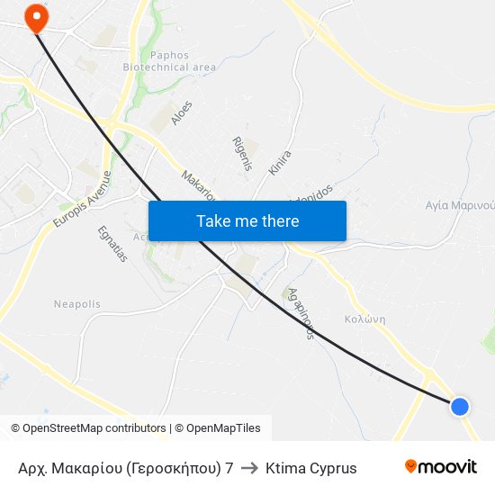 Αρχ. Μακαρίου (Γεροσκήπου) 7 to Ktima Cyprus map