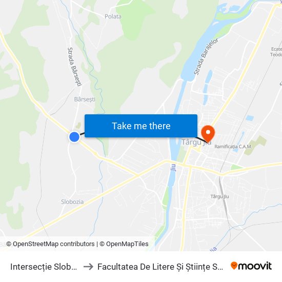 Intersecție Slobozia to Facultatea De Litere Și Științe Sociale map